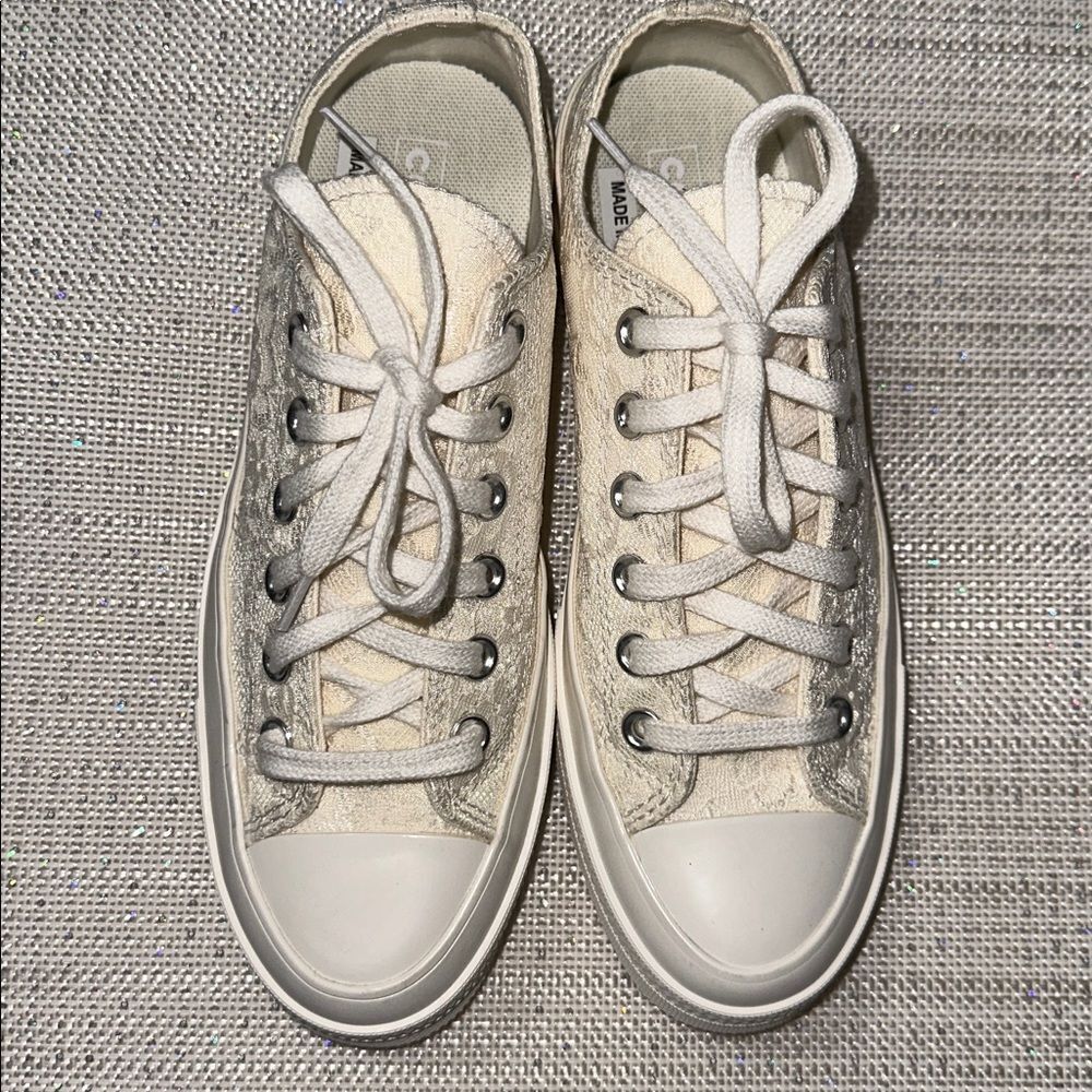 CONVERSE 7 Chuck 70 Vintage Bohemian Floral Lace Ivory Off White Base Sneakers - Picture 11 of 15